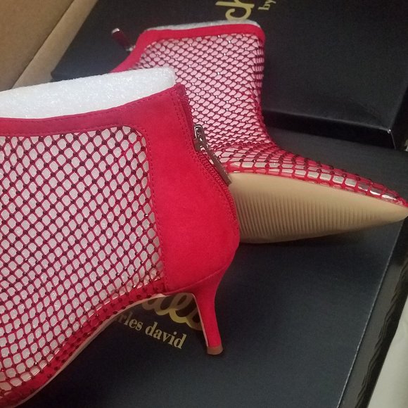 NWT Red Rhinestone Mesh Heels. - Picture 6 of 6